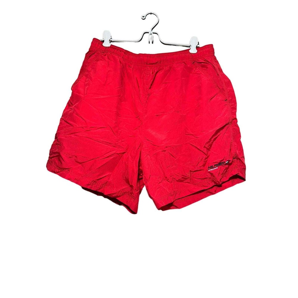 Tommy Hilfiger Athletics Mens Red Nylon Mesh Lined Swim Trunks Shorts Large